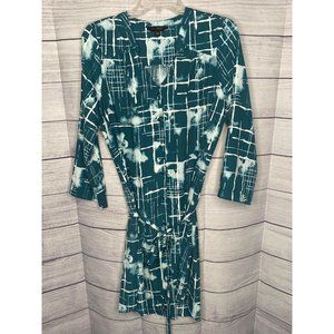 NWOT Goldray green/white button down‎ belted dress size medium